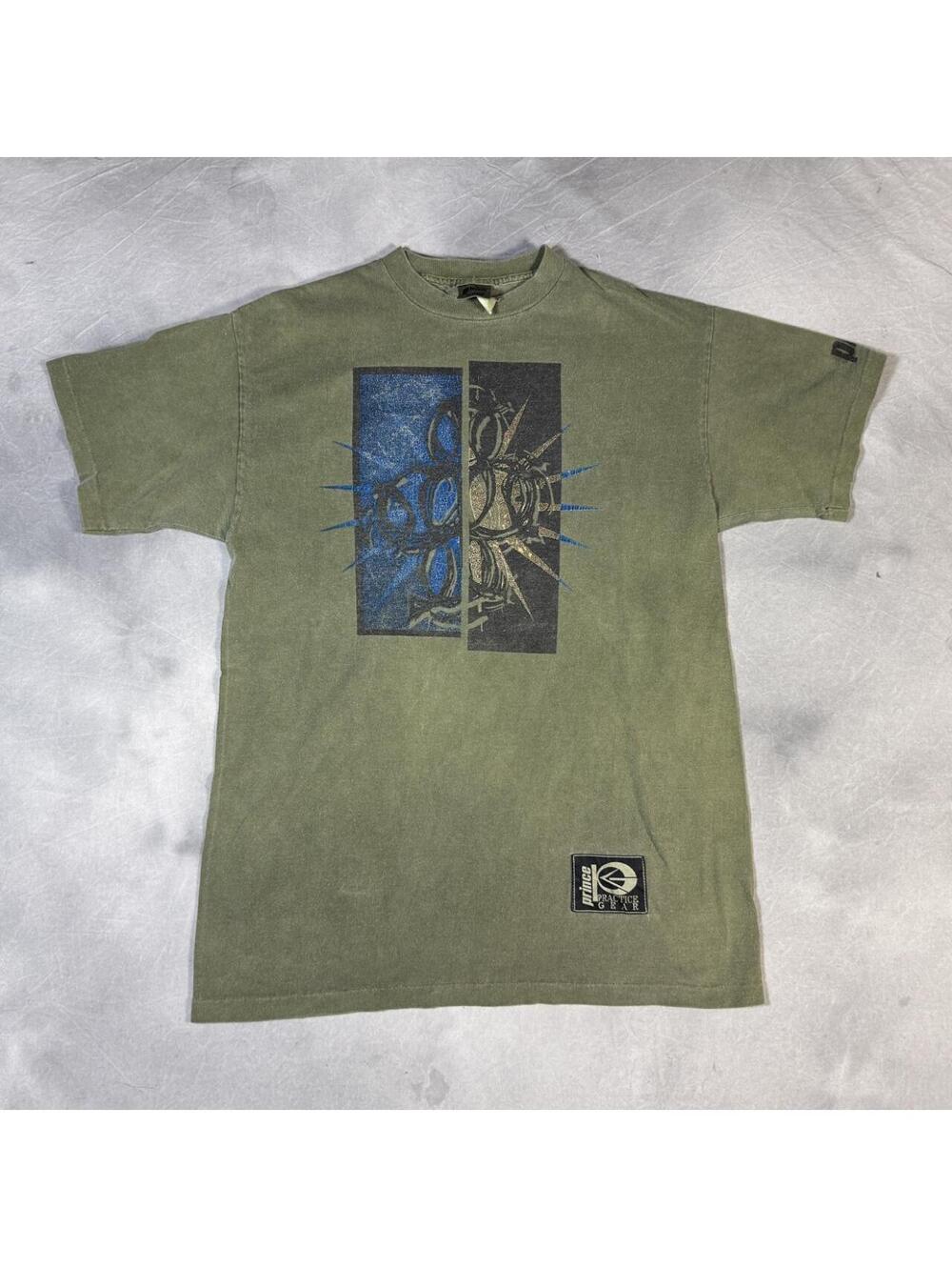 Vintage 90s Prince Tennis Gear T Shirt USA Made, Green Medium, single stitch